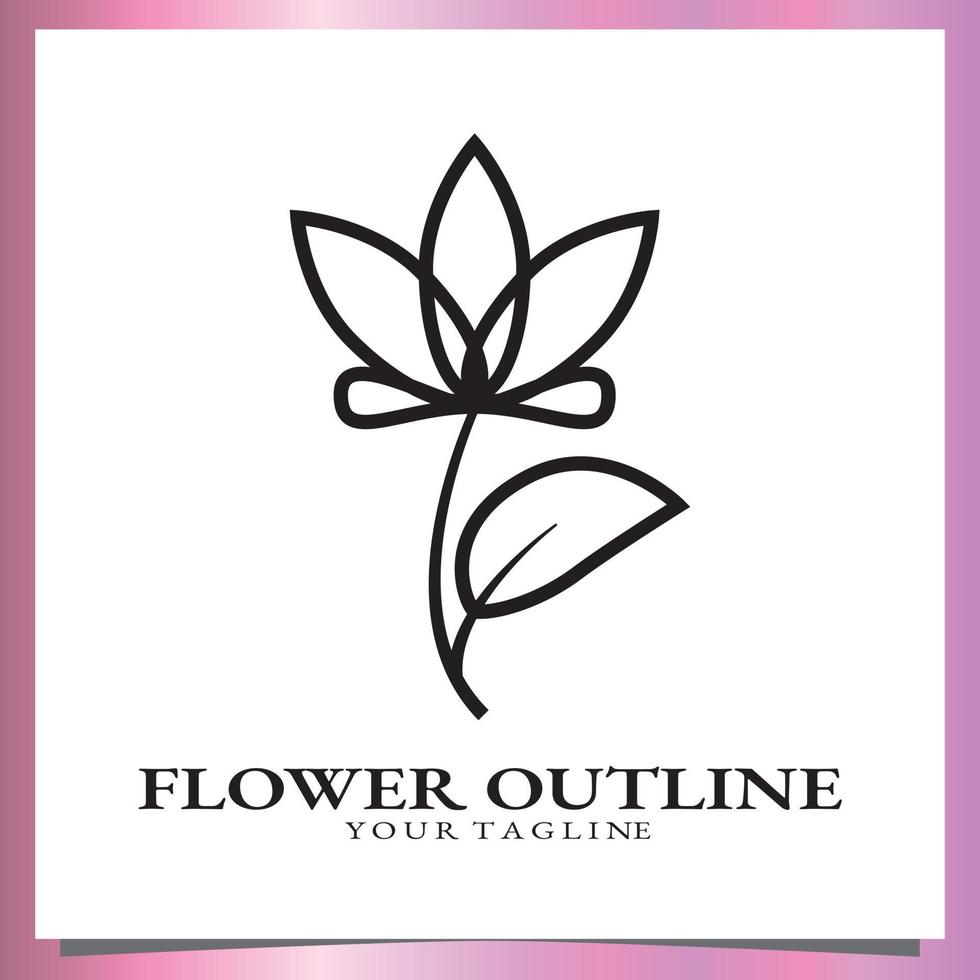 Flower logo outline premium elegant template vector eps 10