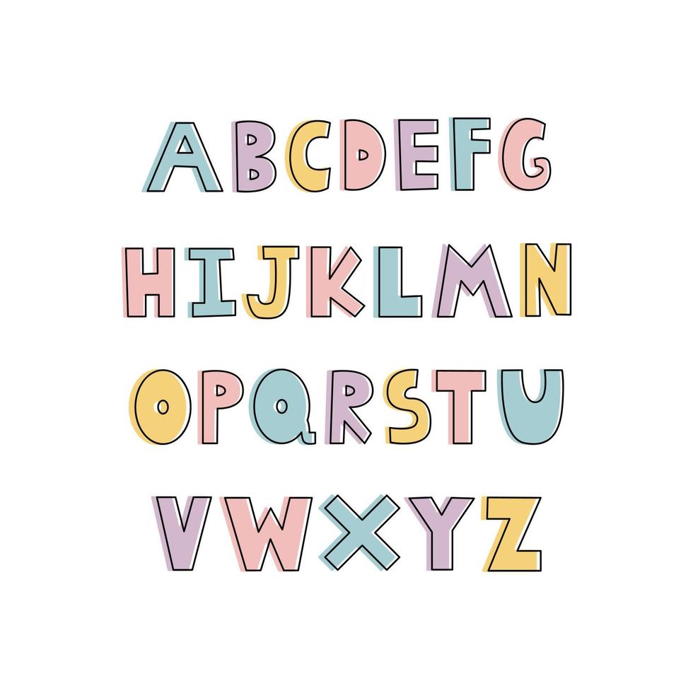 Fonts ABC symbols children's cartoon style design. Suitable for prints,  posters, wallpaper 5860945 Vector Art at Vecteezy