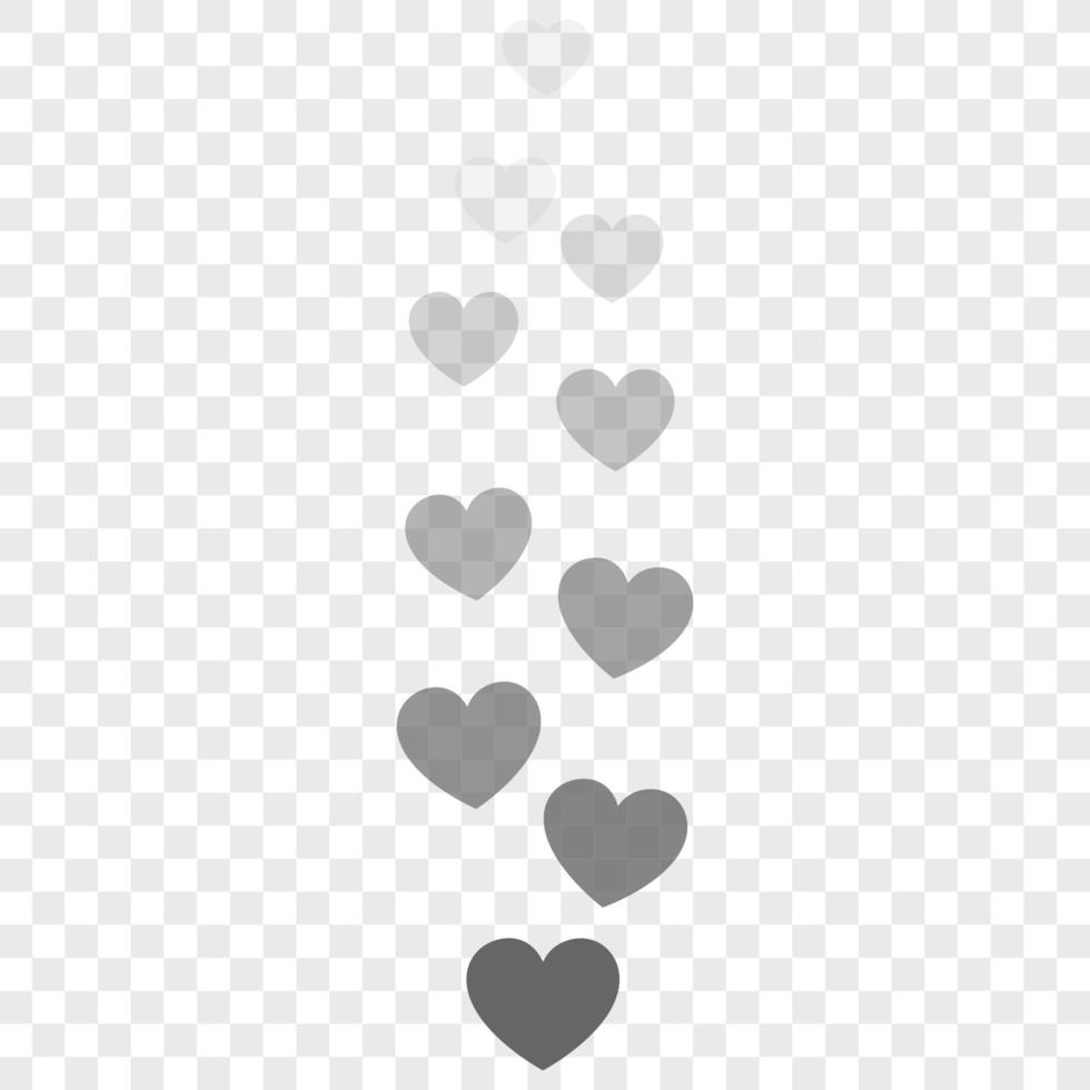 Flying hearts on a transparent background. flying huskies. Social networking concept. Vector illustration.