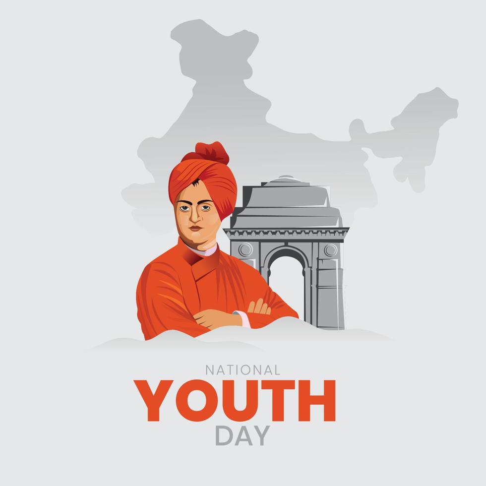 swami vivekananad indian youth day vector