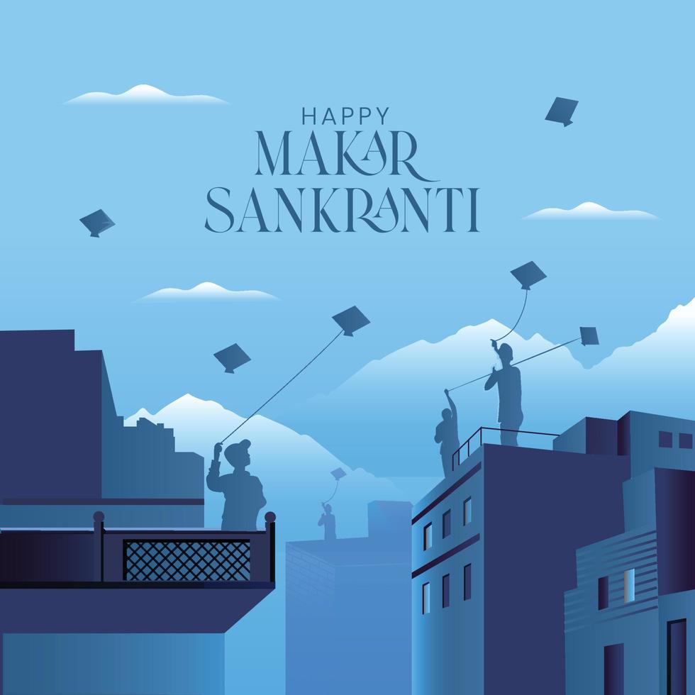 People Flying Kites in Terrace vector