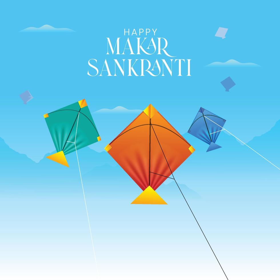 Makar Sankranti Kites Flying Festival vector