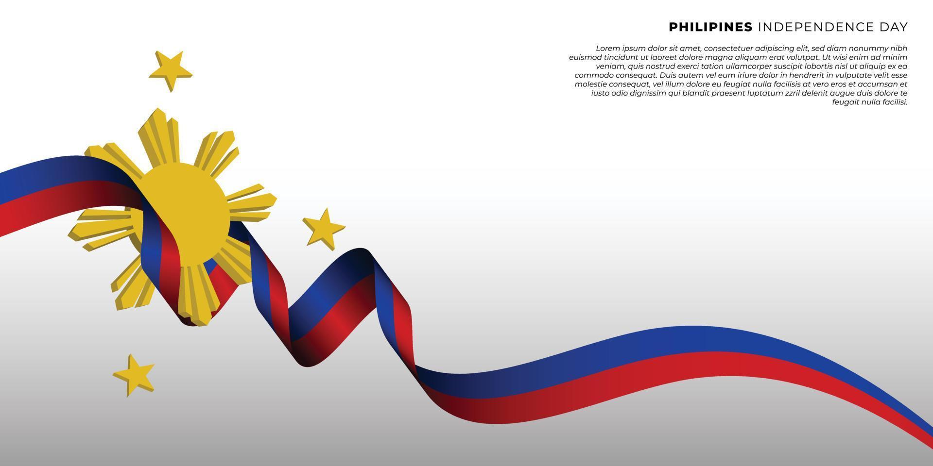diseño del día de la independencia de filipinas con cinta voladora vector