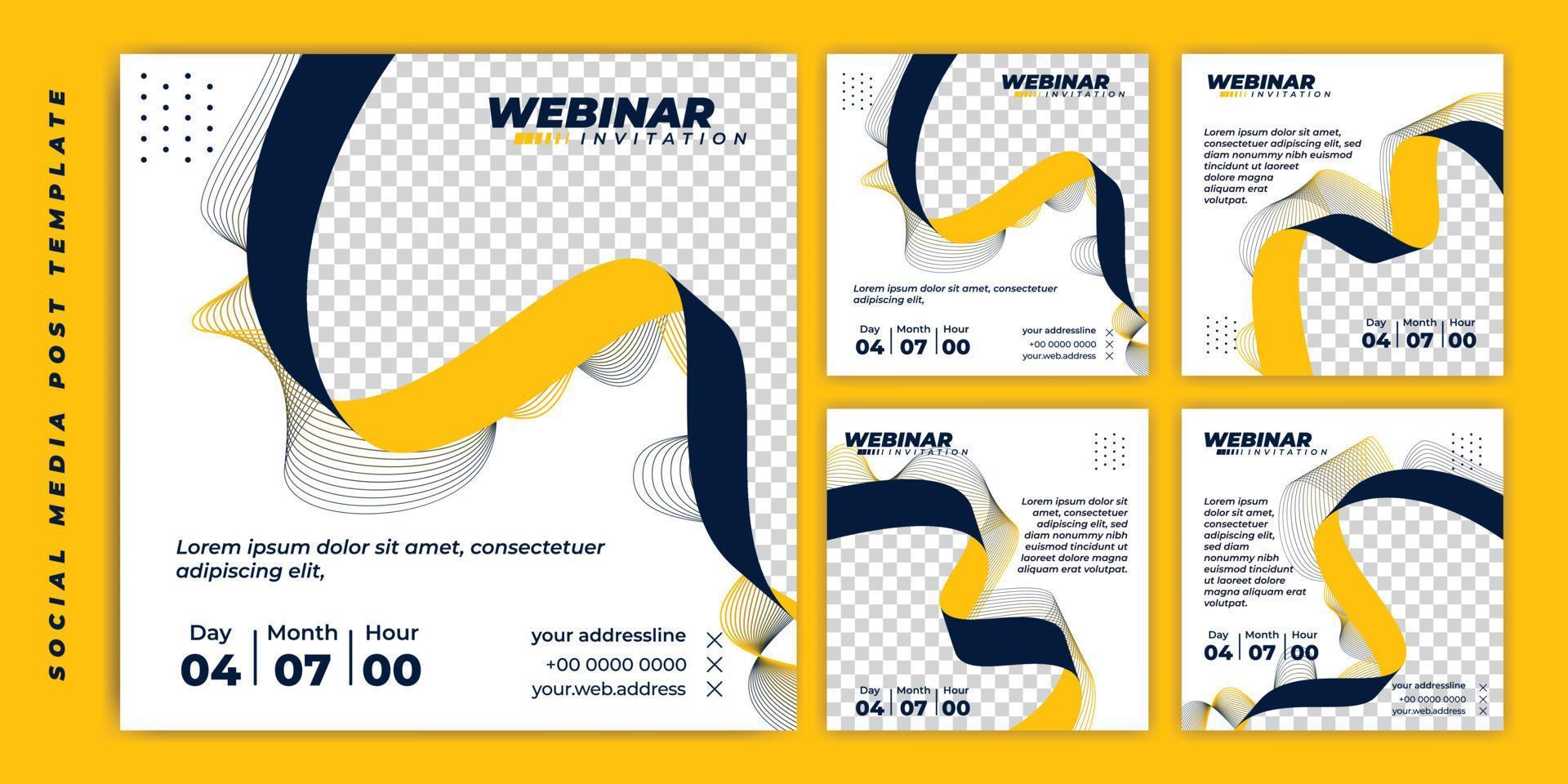 Social media post template with flying ribbon design. vector