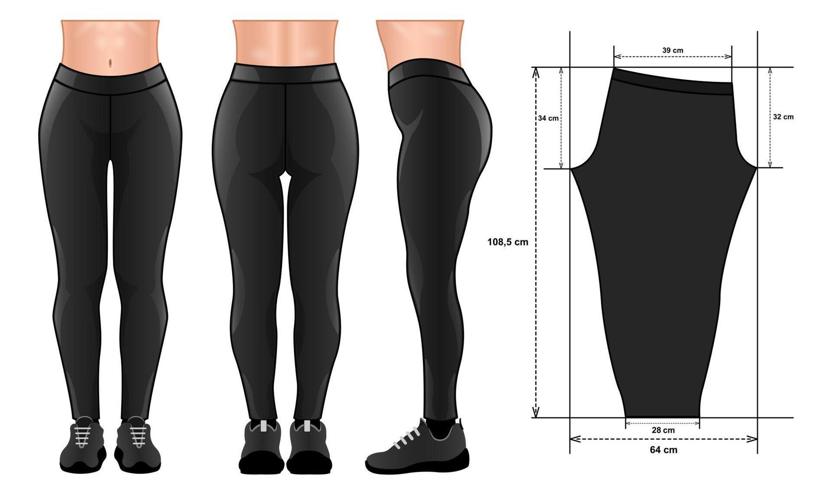 Leggings pants mockup pattern realistic isolated white background vector