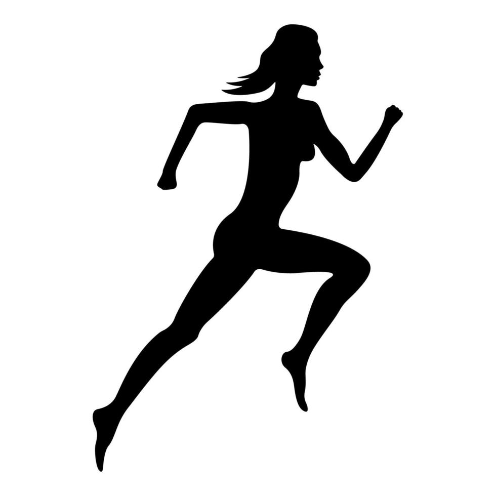 Running woman silhouette side view vector