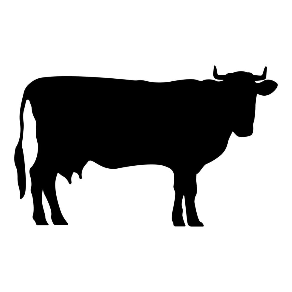 vista lateral de silueta realista de vaca vector