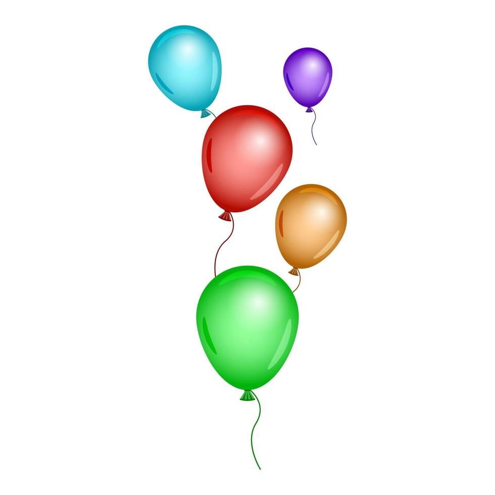 celebración volando globos de colores aislado fondo blanco vector