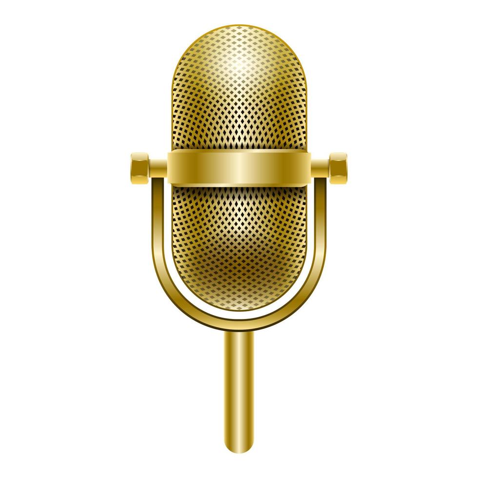 gold metal microphone isolated white background vector