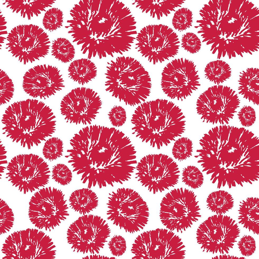 Red seamless floral background. pattern with red flowers. Floral vector