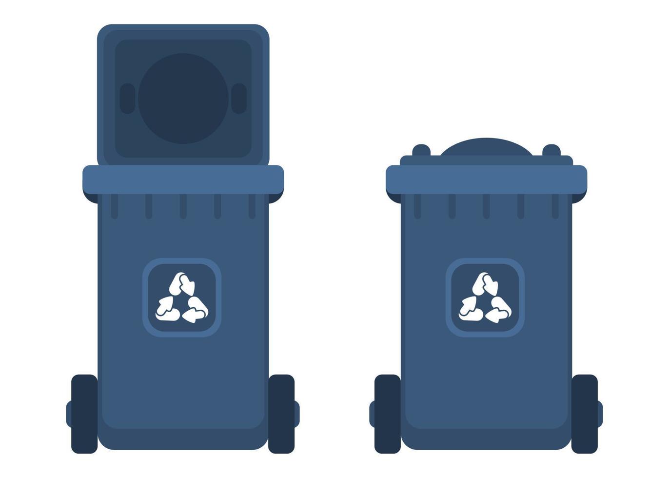 trash can blue flat style. flat style object new vector