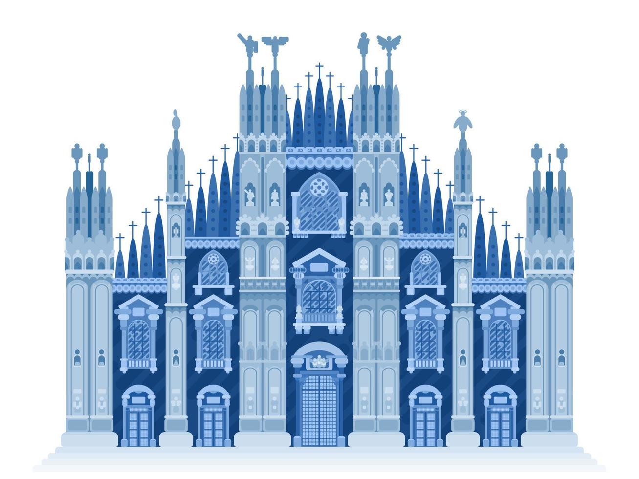 Milan cathedral blue illustration flat style new vector