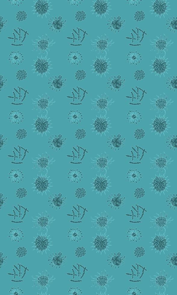 turquoise background with germs diseases doodle vector