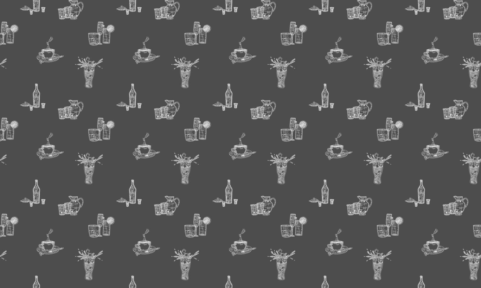 background with doodles alcoholic drinks coffee vector