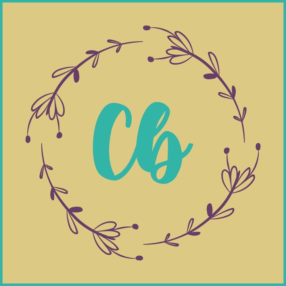 CB initial handwriting Floral  logo vector