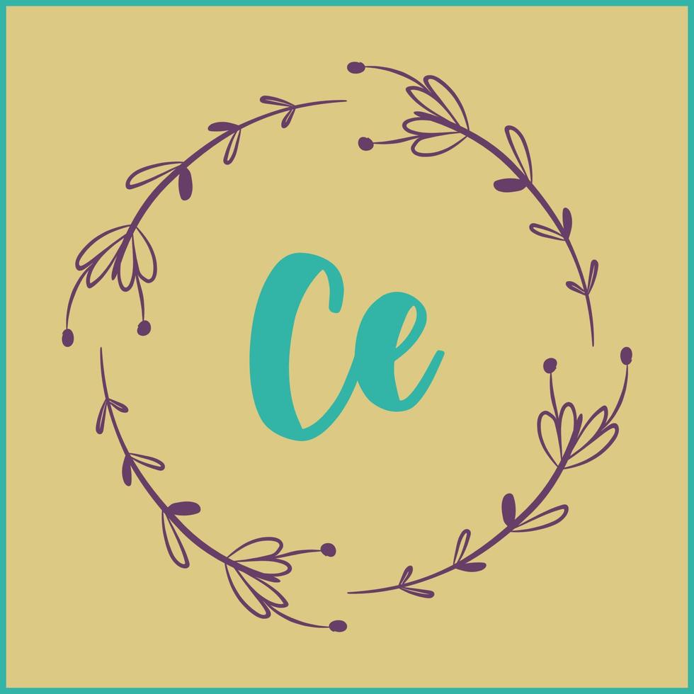 CE initial handwriting Floral  logo vector