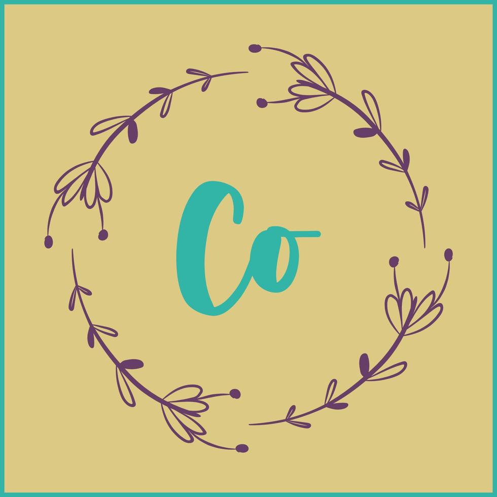 CO initial handwriting Floral  logo vector