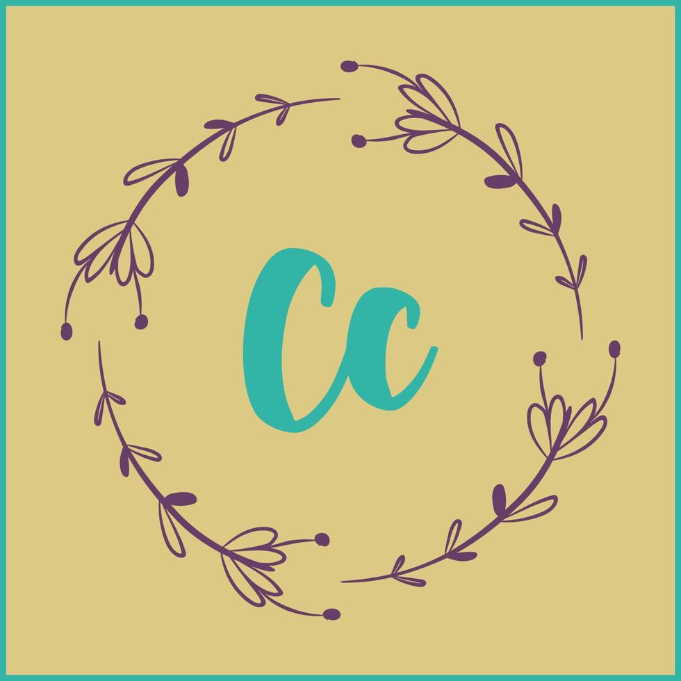 CC initial handwriting Floral  logo vector