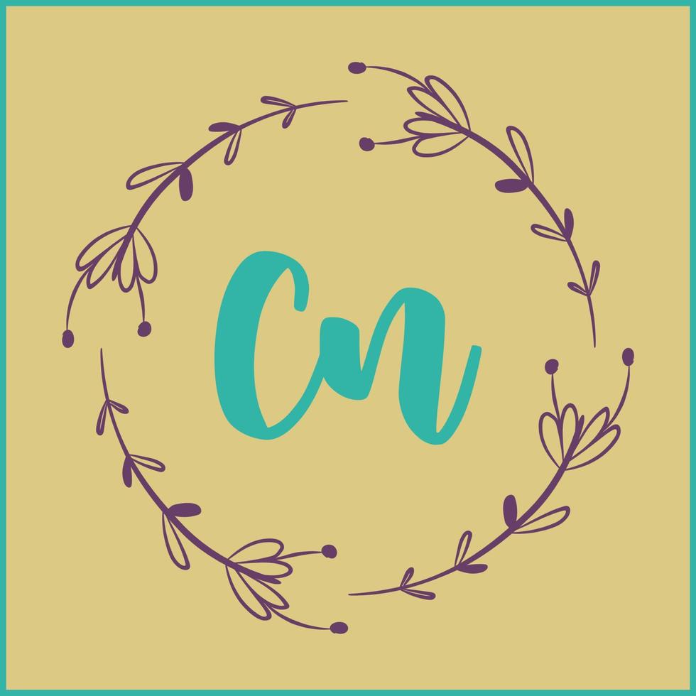 CN initial handwriting Floral  logo vector