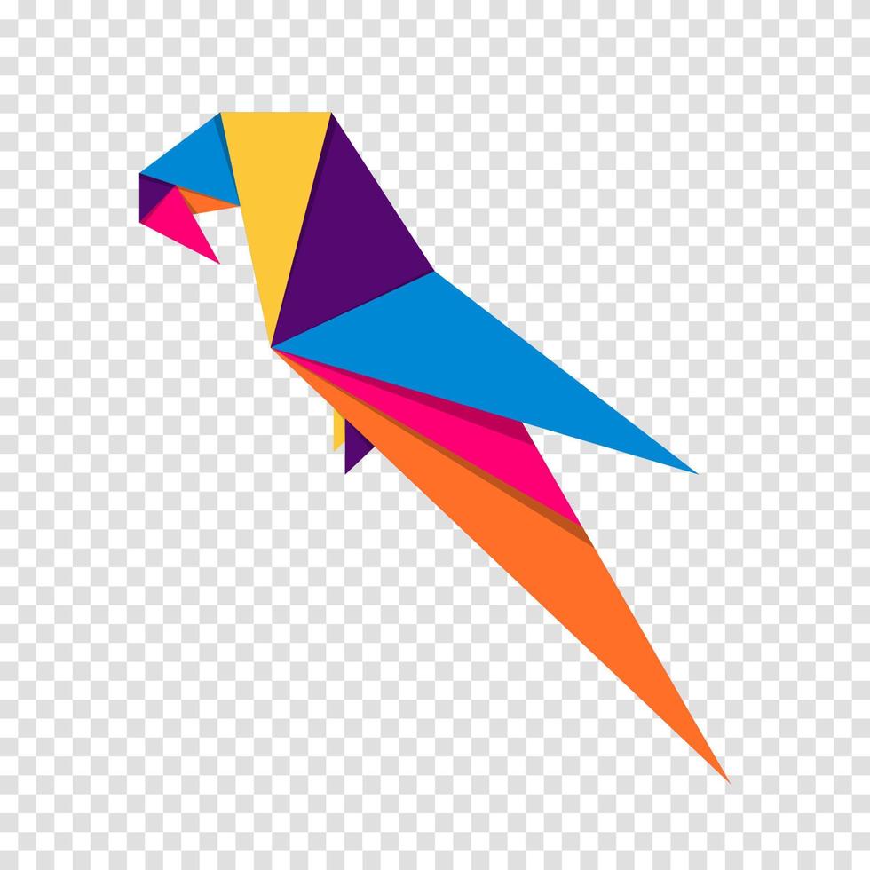 pájaro origami. diseño de logotipo de pájaro vibrante colorido abstracto. papiroflexia de animales ilustración vectorial vector