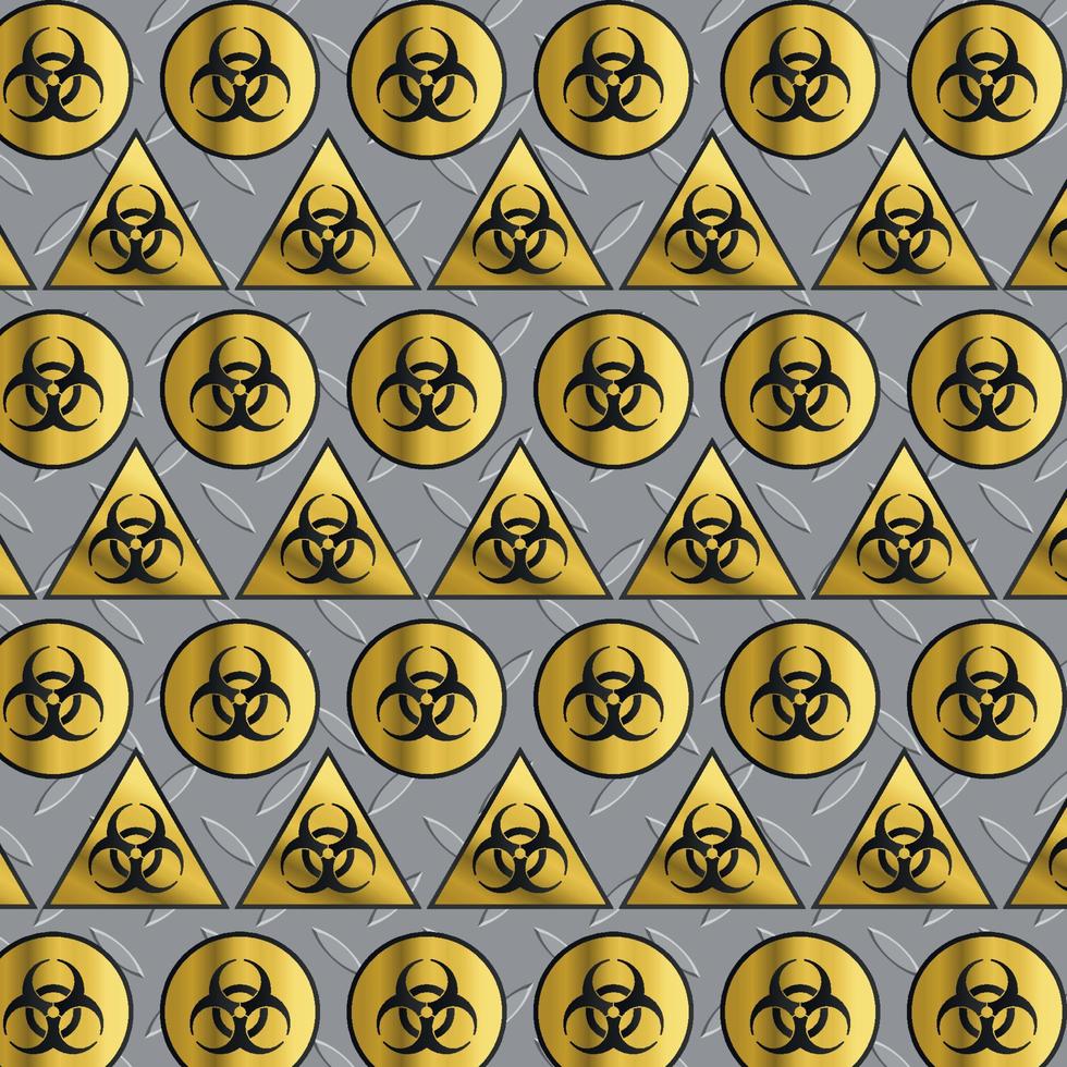 biohazard warning symbol metal flooring seamless pattern steel iron floor texture background vector