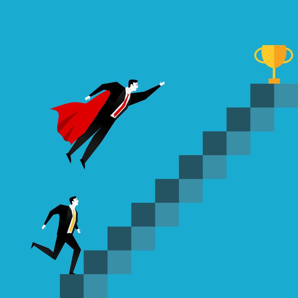 Two businessmen compete to get reward. vector