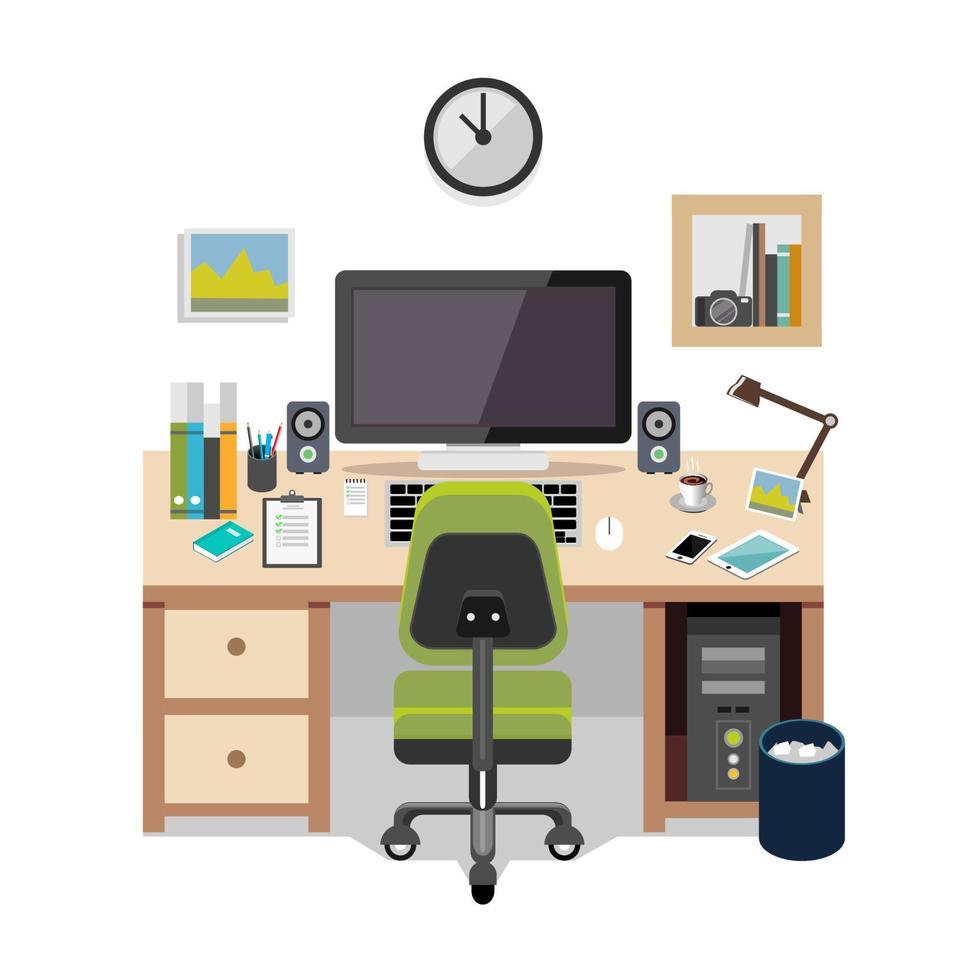 diseño plano del lugar de trabajo. vector