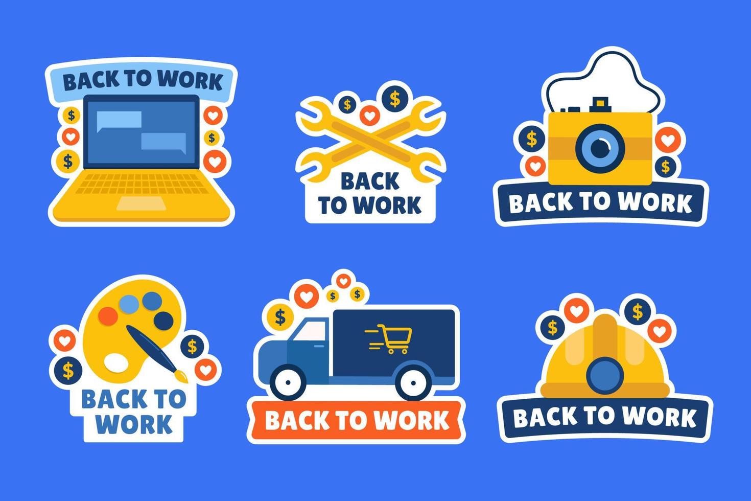 Back to Work Stickers Set vector
