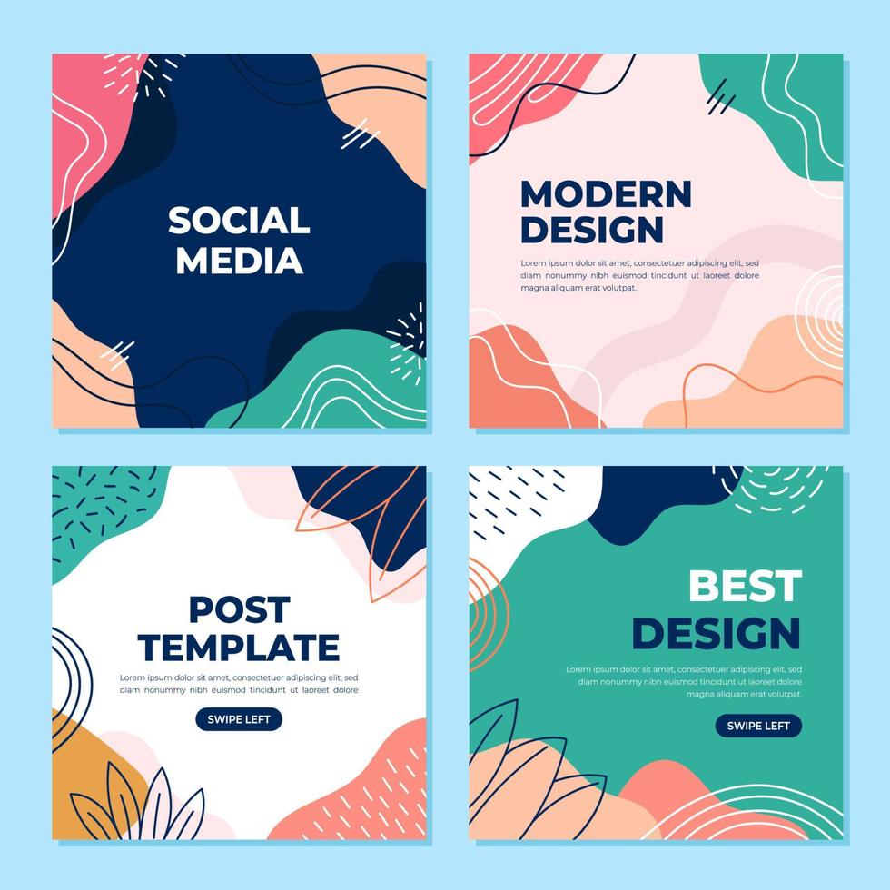 Social Media Post Square Template Collection Set vector