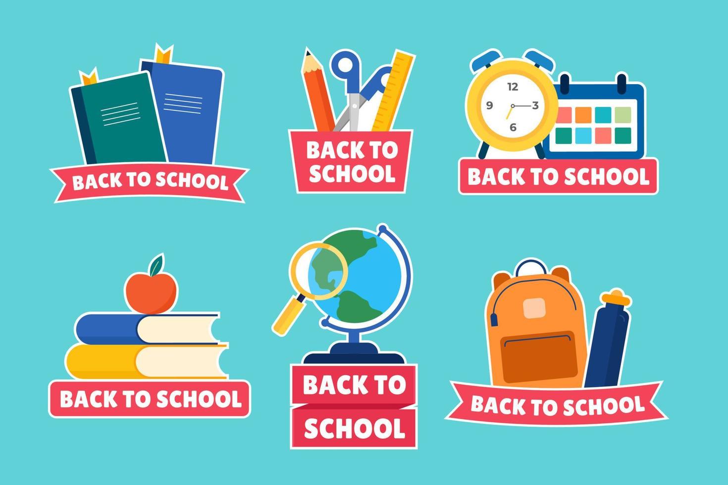 Back to School Sticker Label Collection Set vector