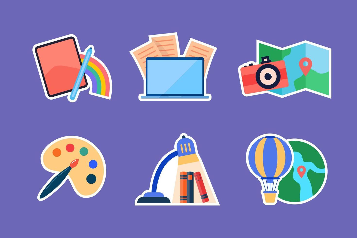 Back To Work Stickers Collection Set vector