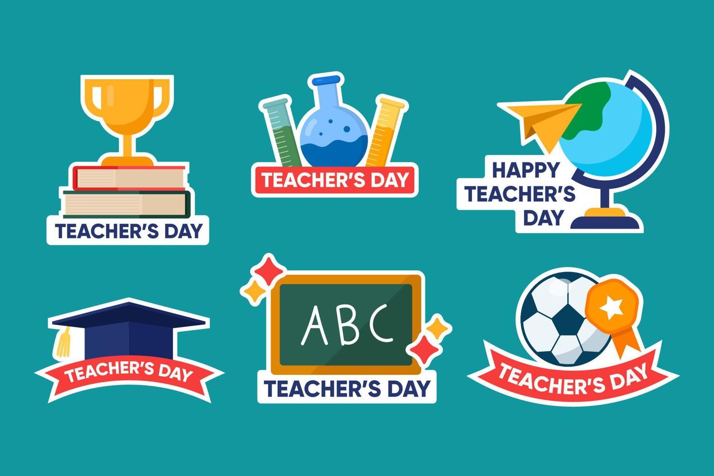 National Teacher Day Stickers Collection Set vector