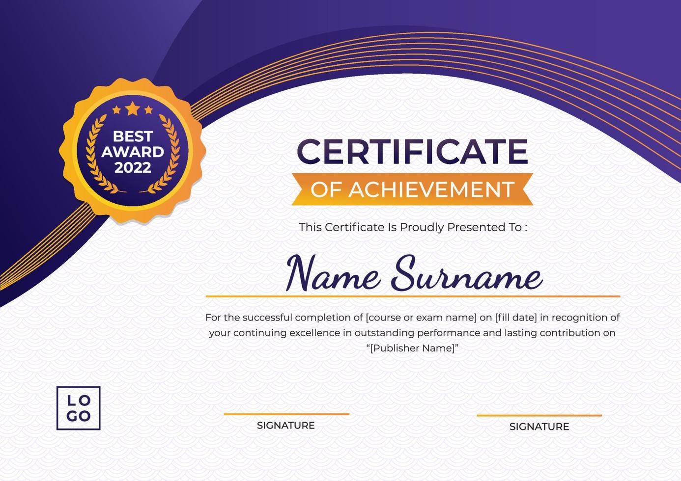 Certificate Template for Seminary Event vector
