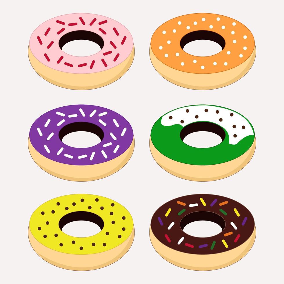 ilustración de conjunto de donas vector