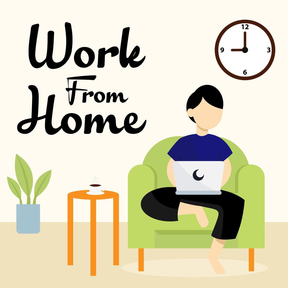 Work From Home Illustration vector