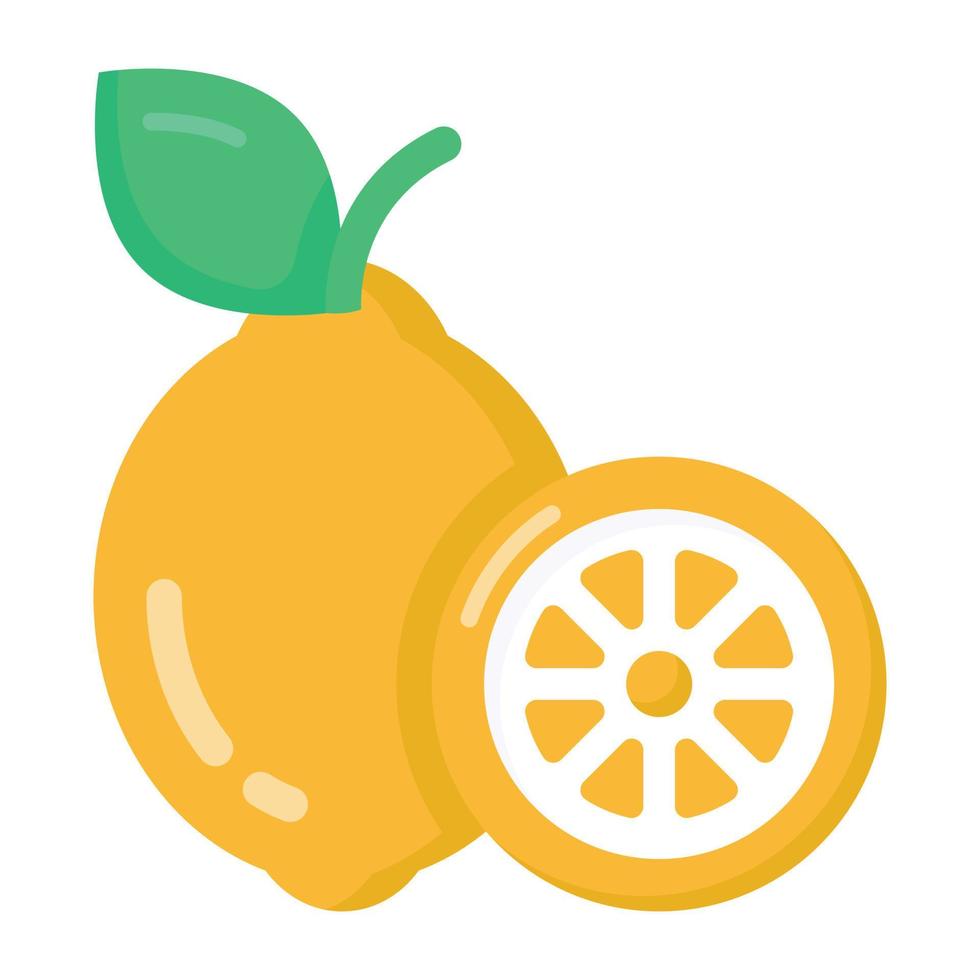 Lemon in flat style icon, healthy and organic fruit 5862306 Vector Art ...