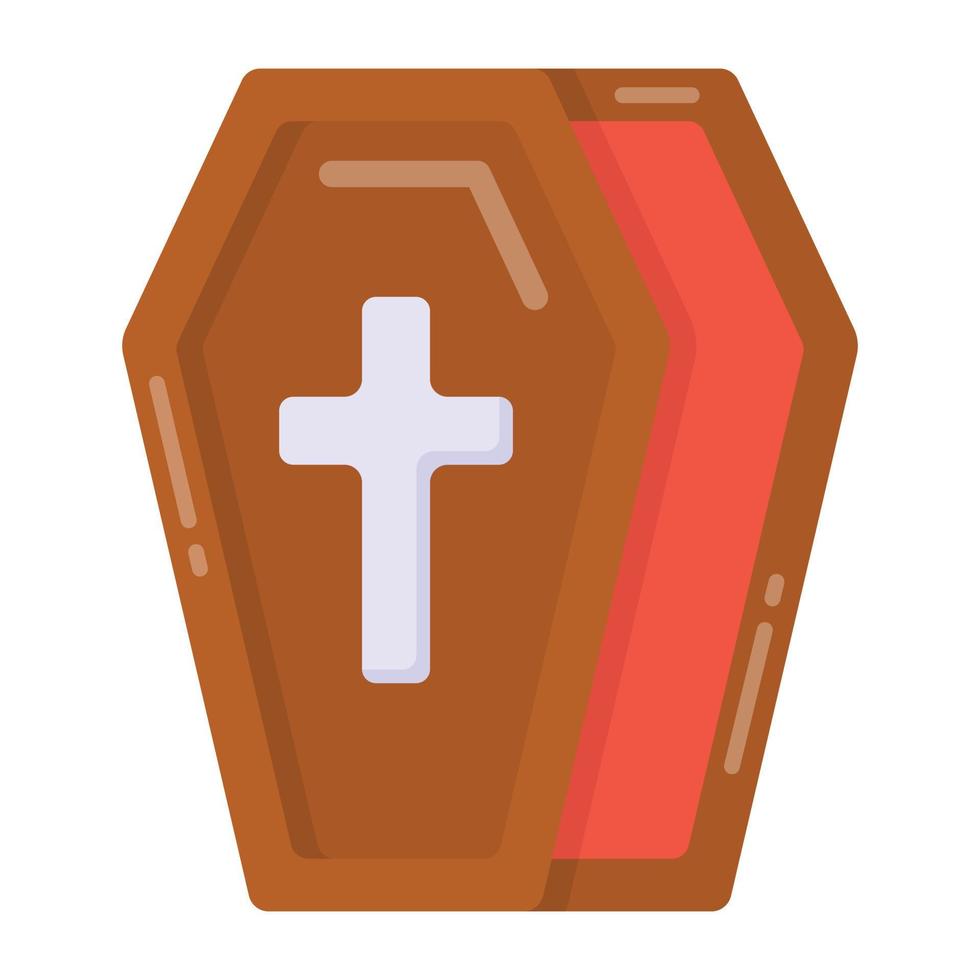 diseño de icono de caja funeraria, además de ataúd en estilo plano vector