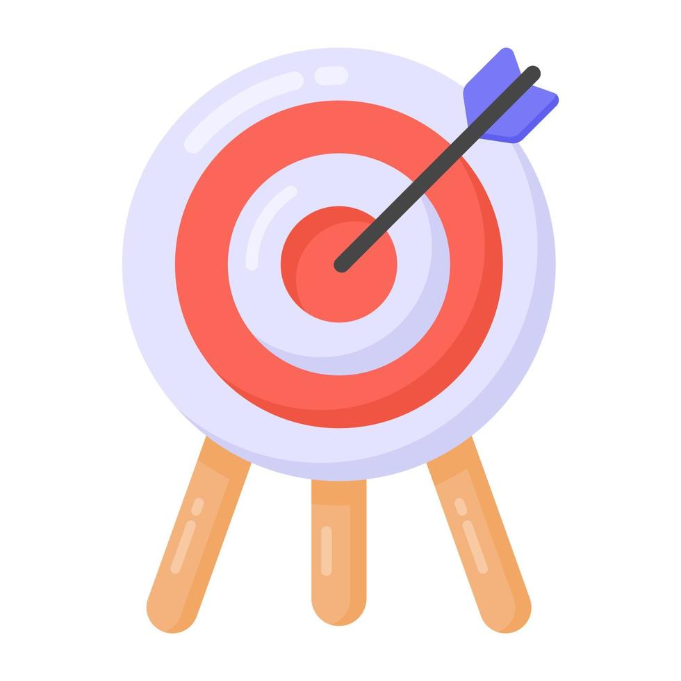 Arrow hitting on board, archery game in modern flat style vector