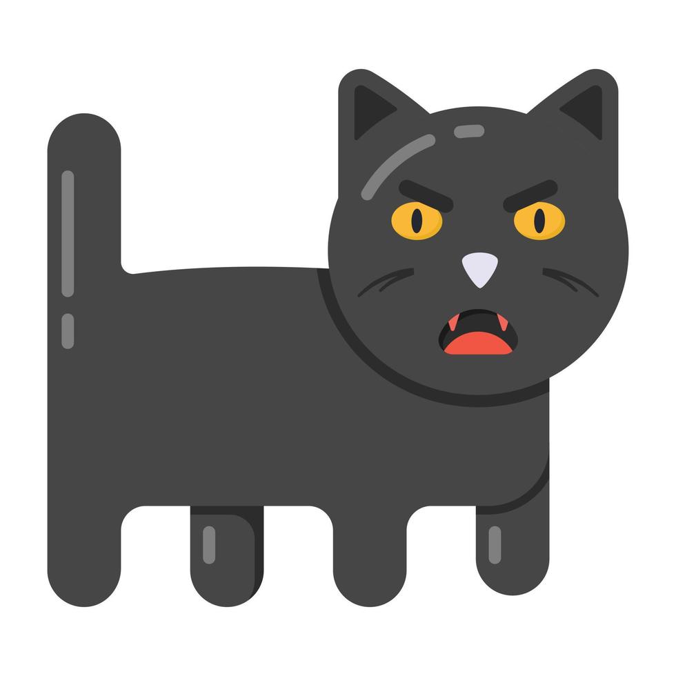 Black cat vector in editable style, pet