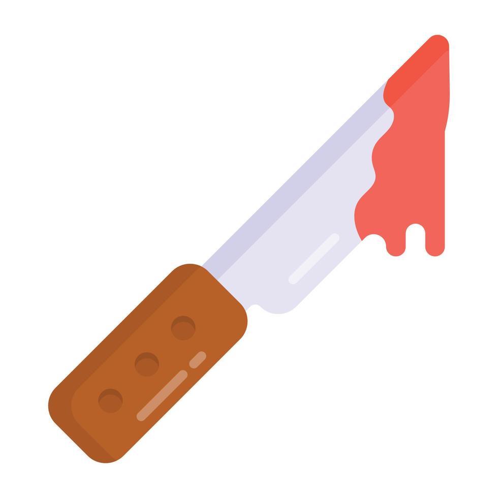 Blood on knife concept of murder icon, editable vector