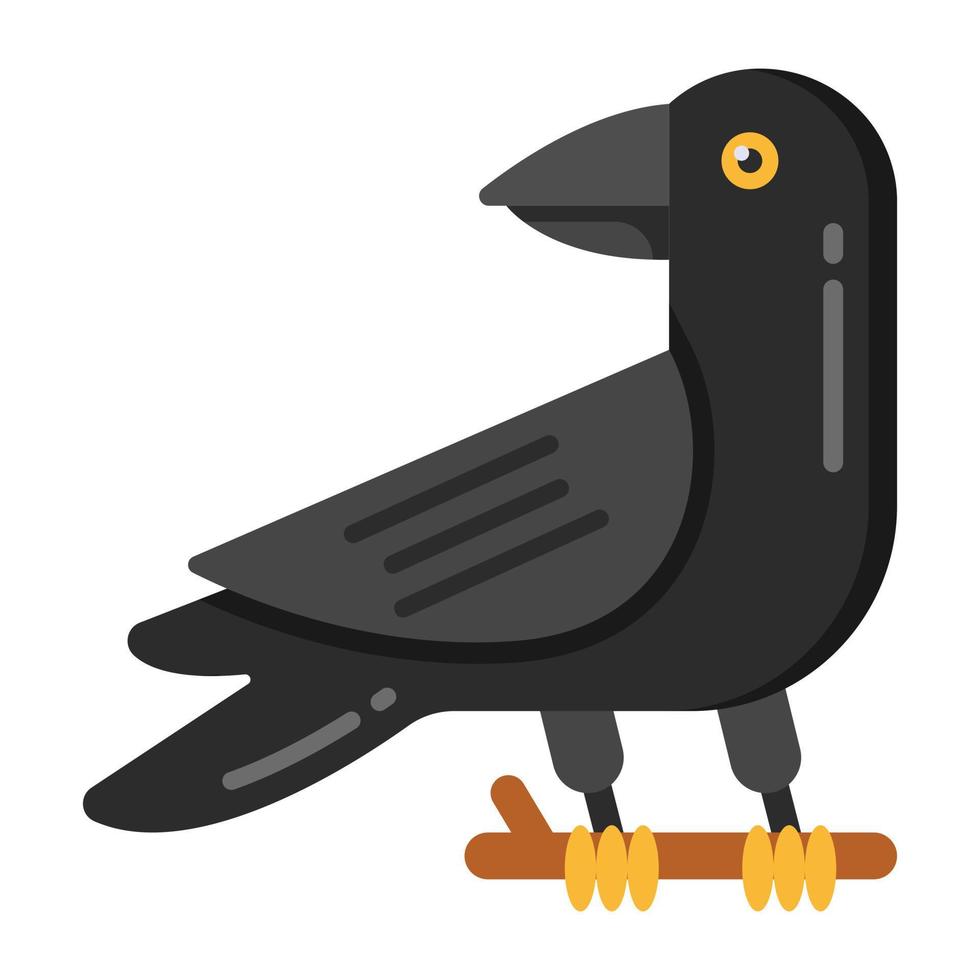 una especie de mirlo en estilo plano, icono de cuervo vector