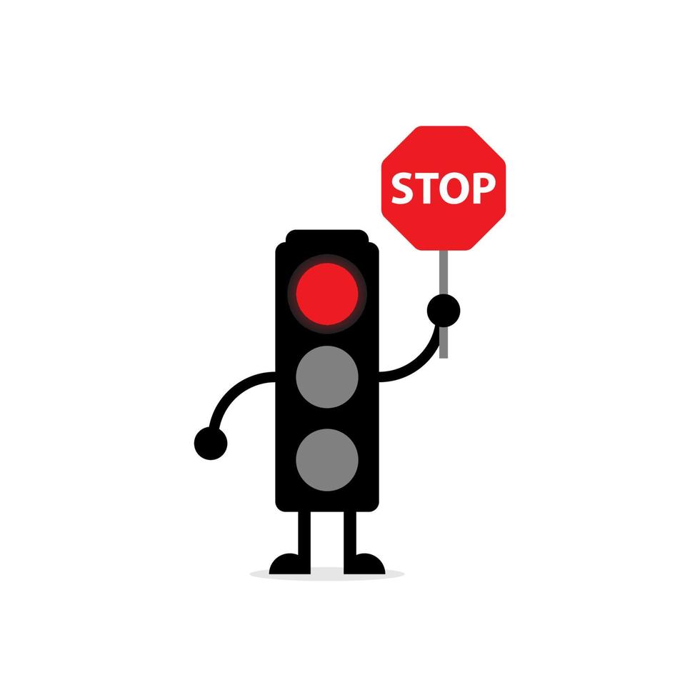 Red Traffic Light Mascot vector
