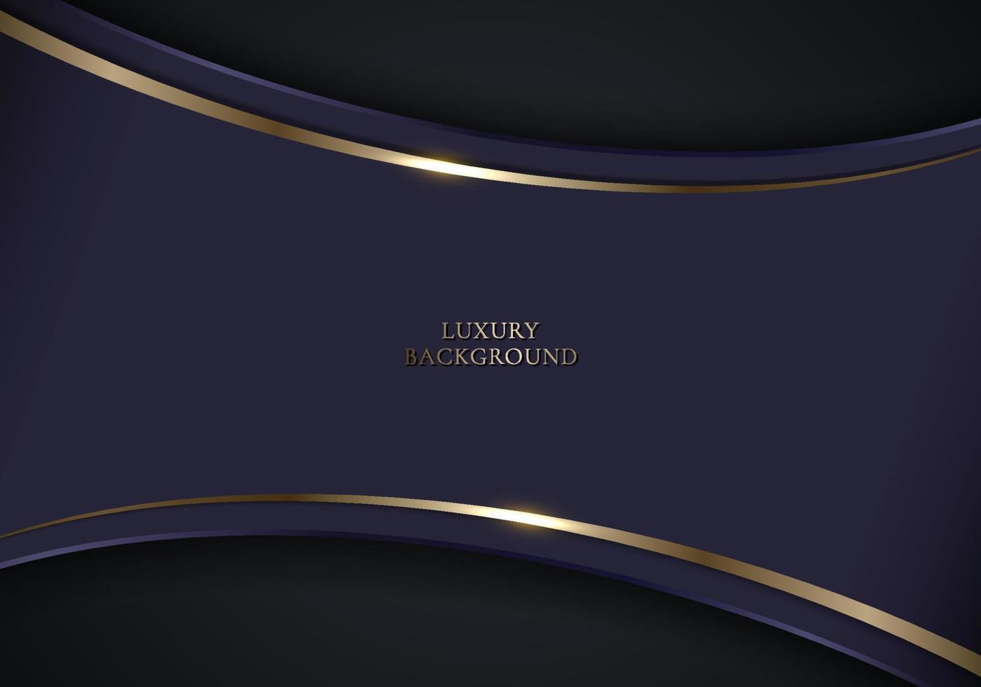 Elegant 3D abstract background dark purple curved shape with golden line vector