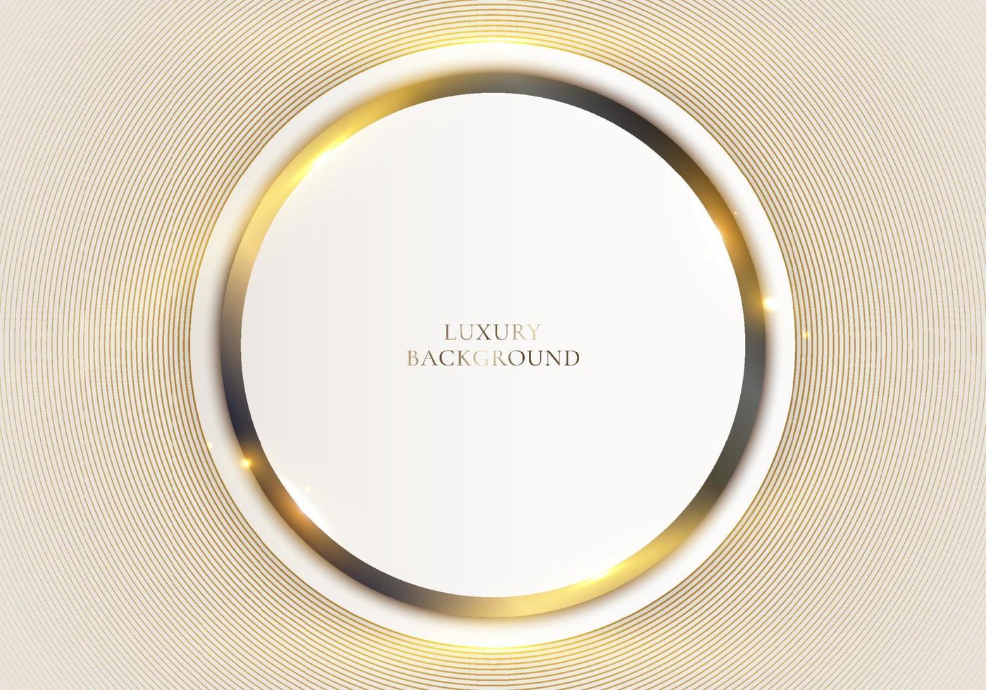 Abstract elegant white circle with 3D golden lines ring rounded vector