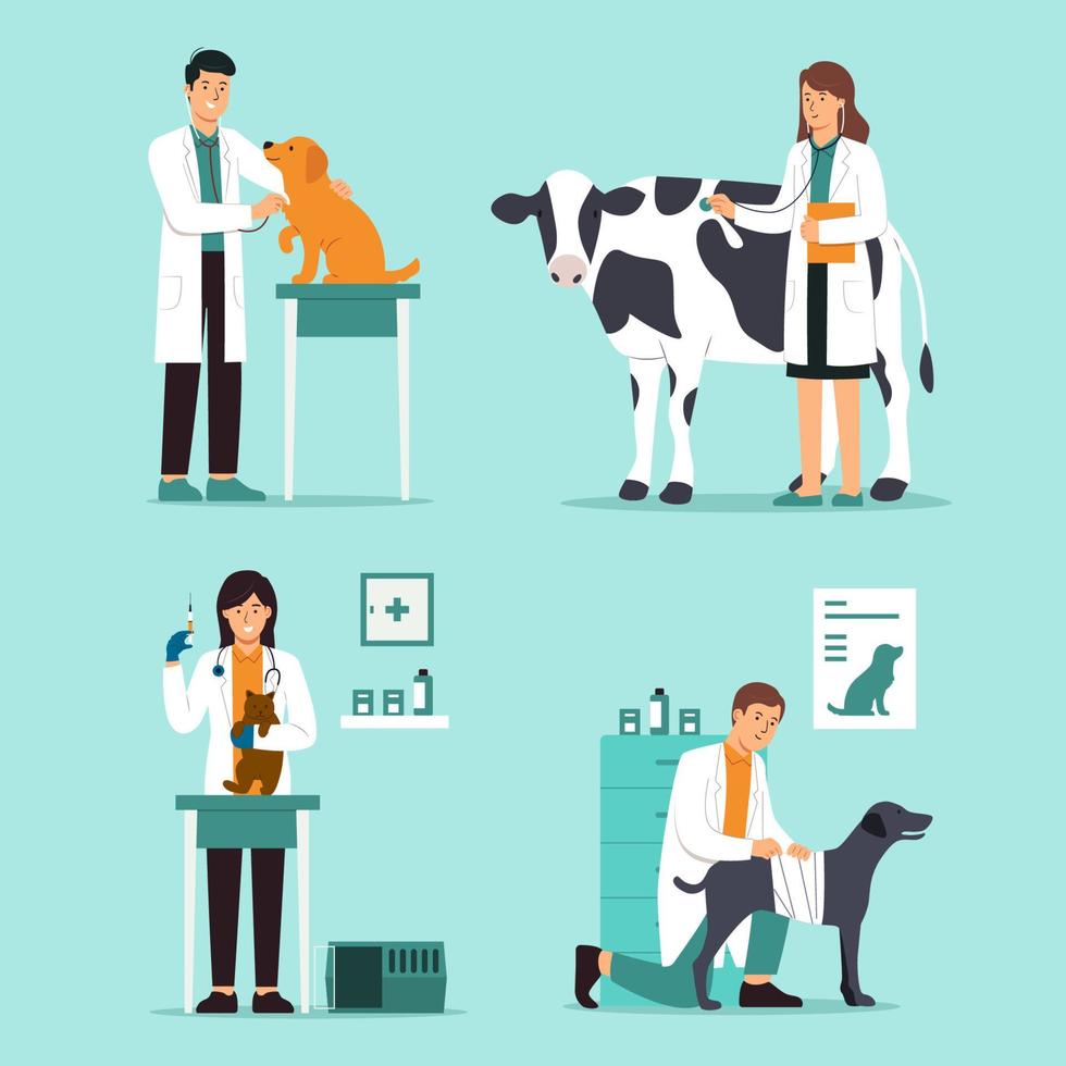 Veterinarian's Day Character Set vector