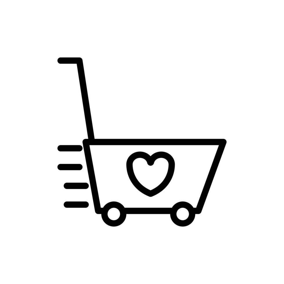 icon shoping cart for valentine's day vector