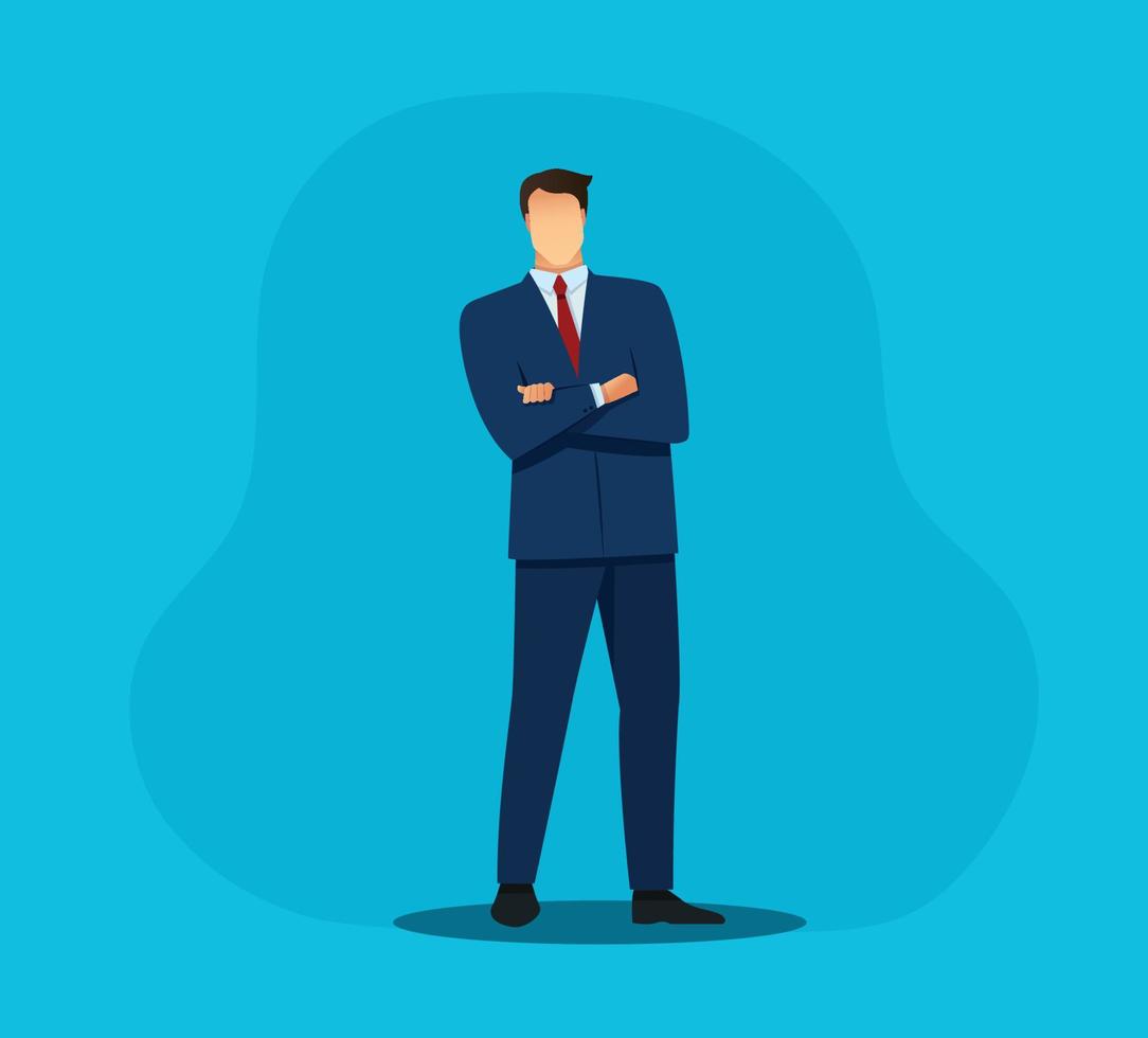 businessman standing crossed arm vector illustration