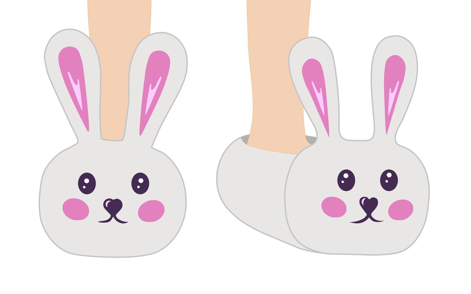 Slippers with rabbit. Illustration for printing, backgrounds, wallpapers, covers, packaging, greeting cards, posters, stickers, textile and seasonal design. Isolated on white background. vector