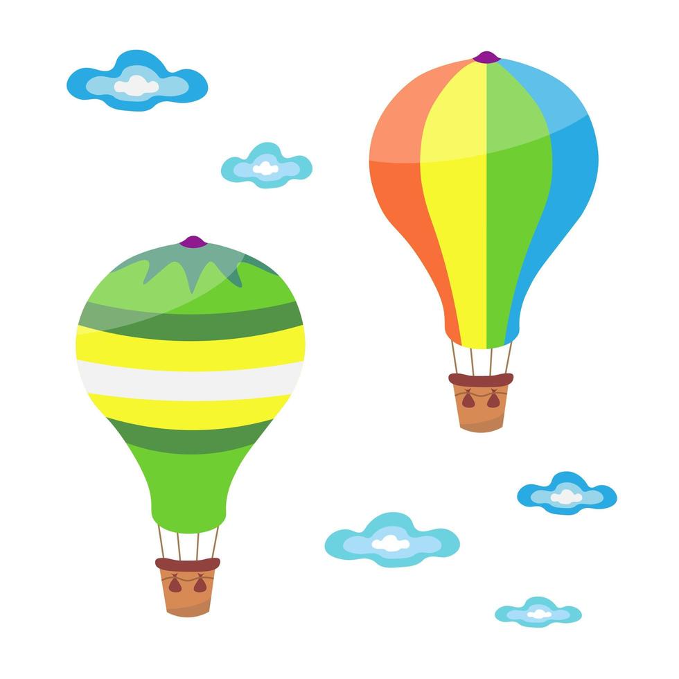 Hot air balloon in the clouds. llustration for printing, backgrounds, wallpapers, covers, packaging, greeting cards, posters, stickers, textile and seasonal design. Isolated on white background vector