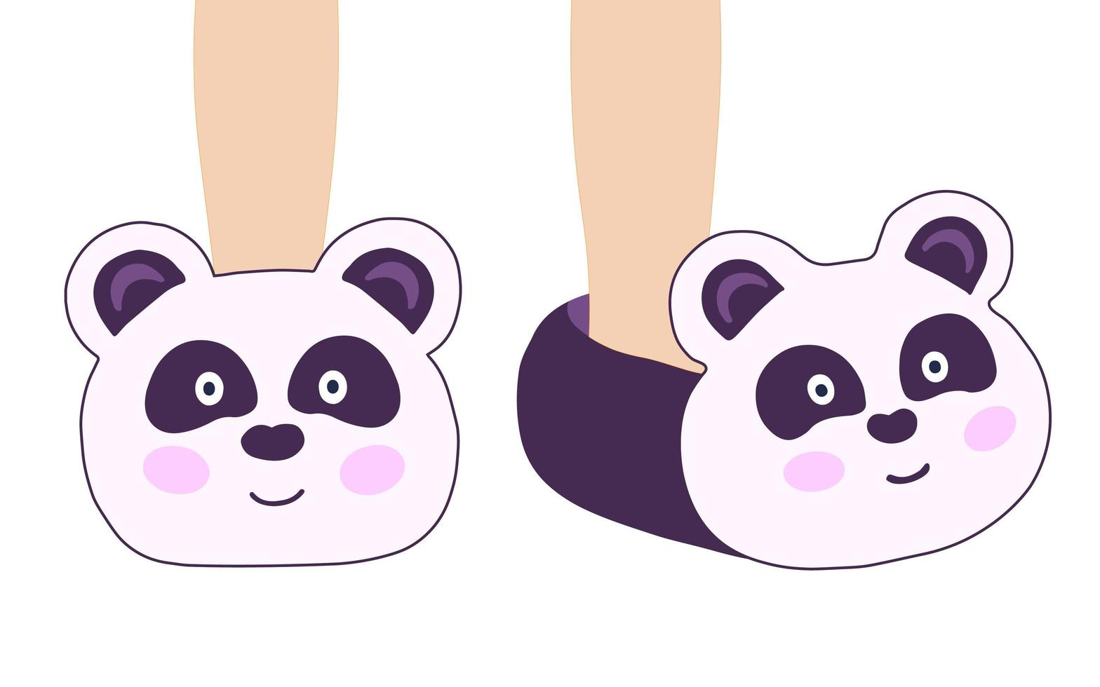 Slippers with pandas. Illustration for printing, backgrounds, wallpapers, covers, packaging, greeting cards, posters, stickers, textile and seasonal design. Isolated on white background. vector